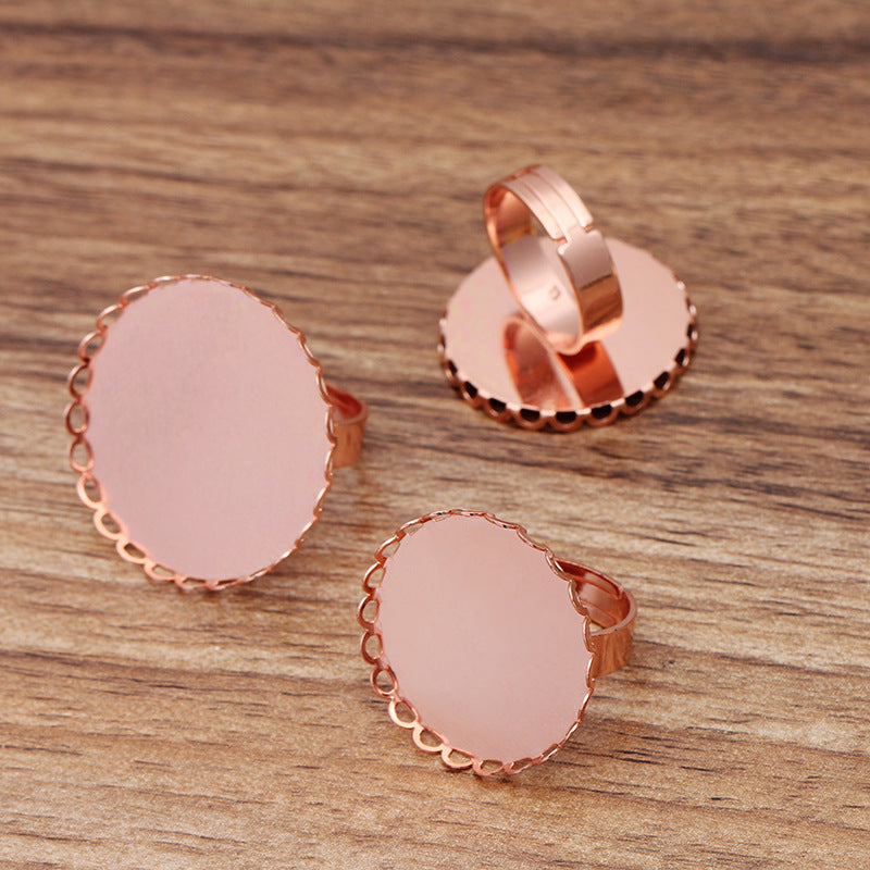 100 bague de coupe de lunette de bord de pétoncle 18KGP 25mm 30mm cabochon rond Base vierge réglage de pierres précieuses