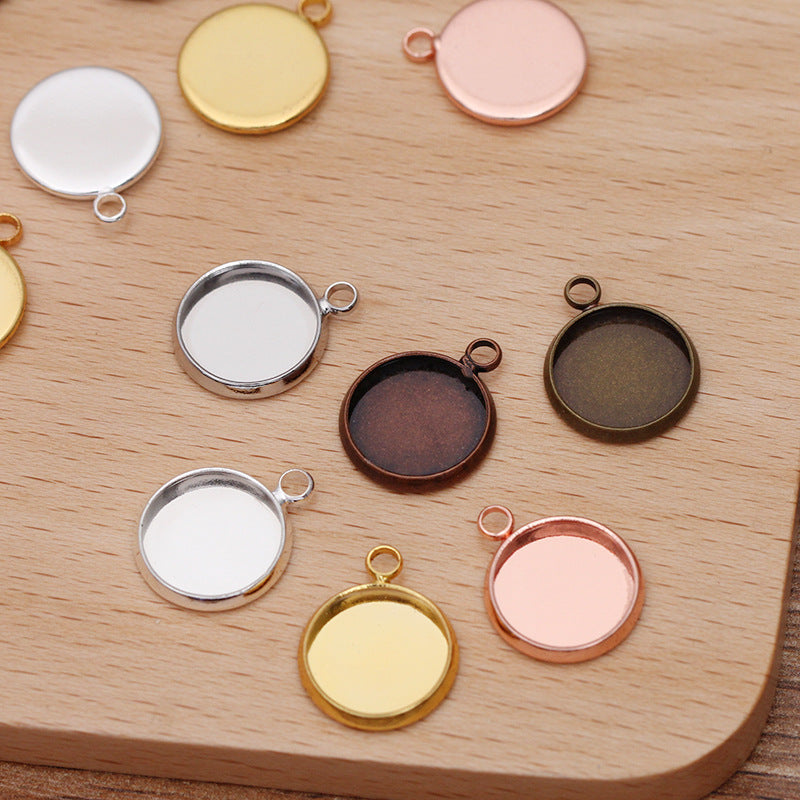 50 pendentif à breloque de tasse de lunette à bord uni 18KGP 8mm 10mm 12mm 14mm 16mm 18mm 20mm 25mm cabochon rond Base vierge réglage de pierres précieuses