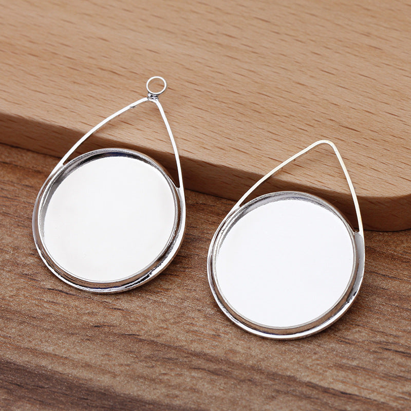 100 Round Cabochon Bezel Cup Waterdrop Star Charm Pendant 18KGP 20mm Flat Back Blank Base Gemstone Setting