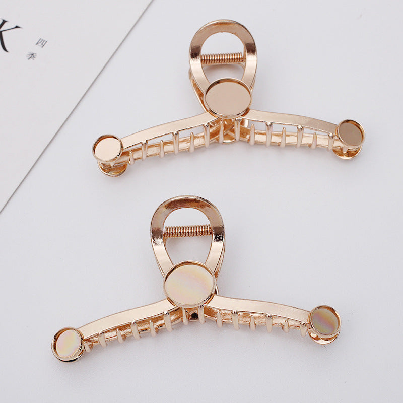 5 Hair Claws Clamp Clip 18KGP 8mm 12mm Round Cabochon Blank Base Gemstone Piece Setting