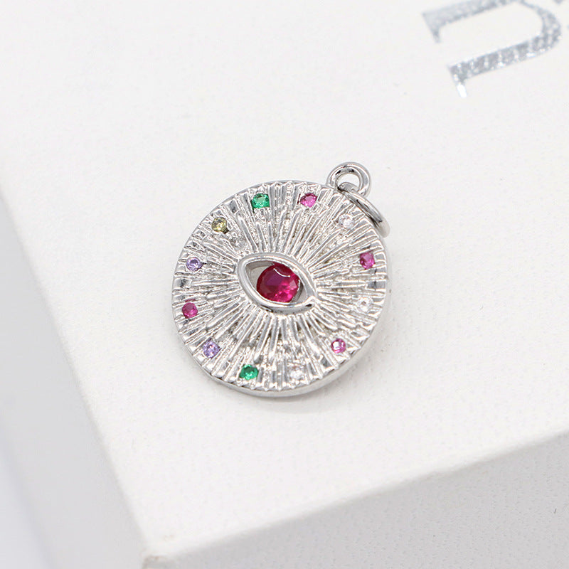 2 Hamsa-Stern-Mond-Auge-Charm-Anhänger mit Strasssteinen, 14 Karat GF