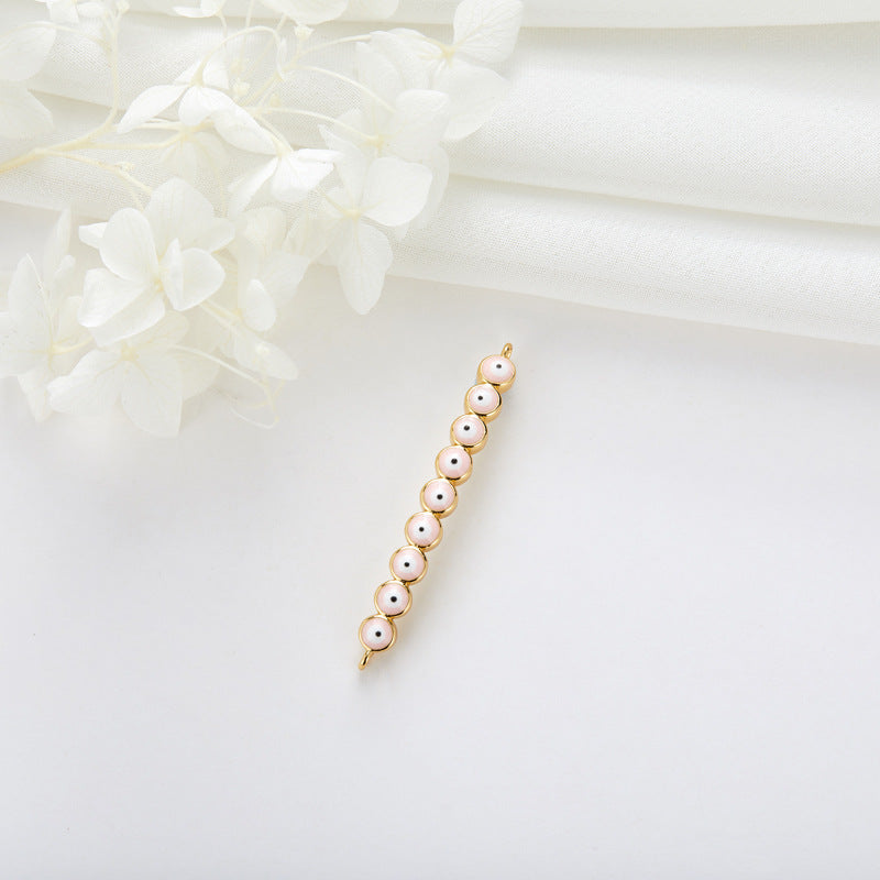 2 Double Looped Evil Eye Bent Stick Bar Charm Connector 14K GF