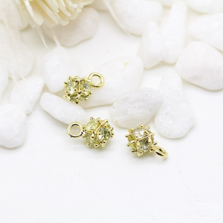 10 pendentifs à breloque boule multi-faces ornés de strass 14K GF