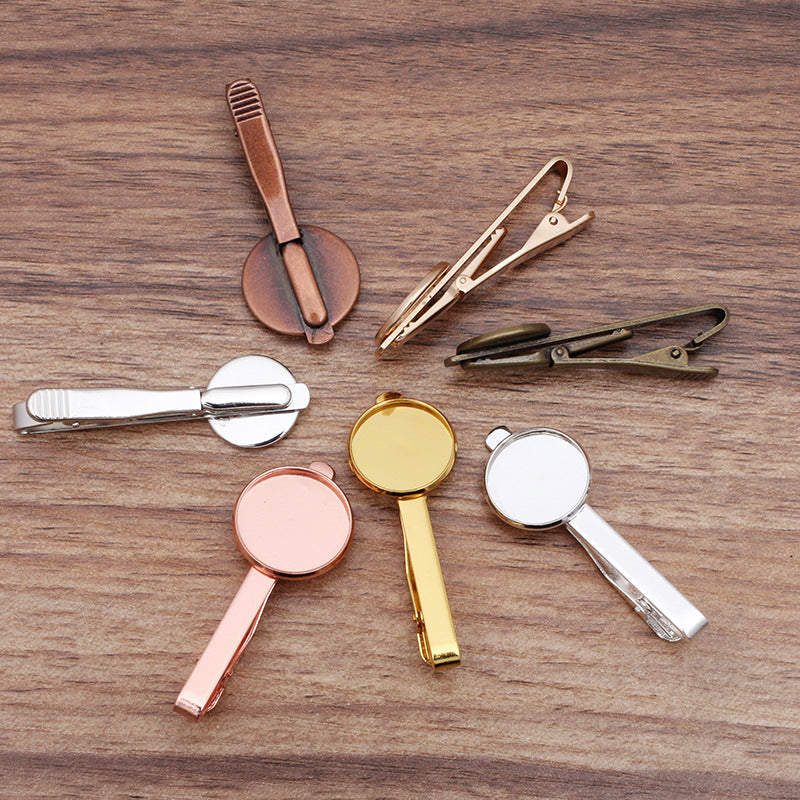 10 Plain Edge Bezel Cup Tie Clip 18KGP 16mm 18mm 20mm Round Cabochon Blank Base Gemstone Setting