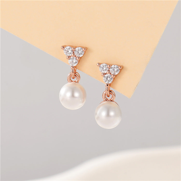 4 boucles d'oreilles à tige en forme de cœur floral, ornées de strass GF 14 carats