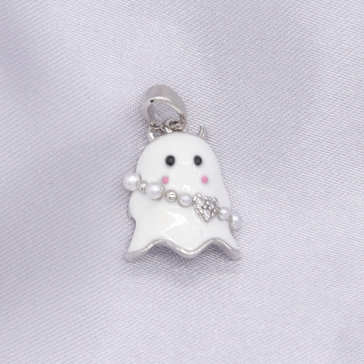 2 Pendentif Charme Fantôme Émail Époxy 14K GF Strass Embelli