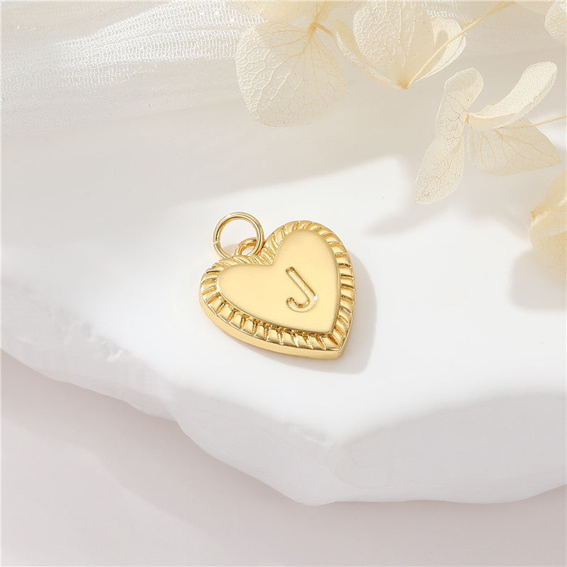 Pendentif à breloque 2 coeurs initiales Alphabet AZ 14K GF