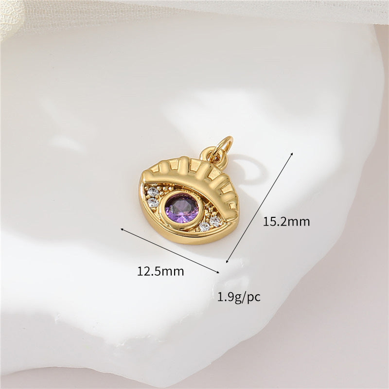 2 Evil Eye Moon Sun Charm Pendentif Émail Epoxy 14K GF Strass Embelli