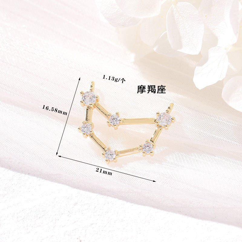 Pendentif à breloque zodiaque 2 étoiles orné de strass 14K GF