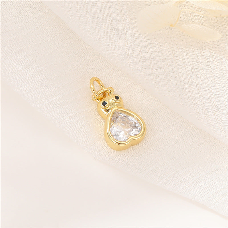 2 pendentifs à breloque coeur floral ornés de strass 14K GF