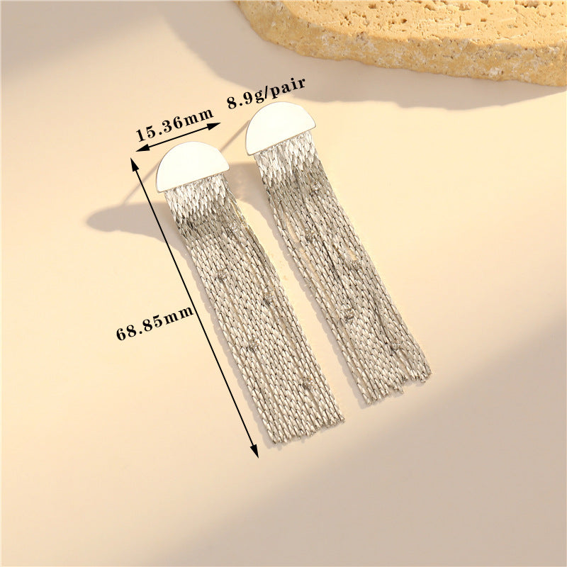 4 boucles d'oreilles à pampilles en chaîne serpent, ornées de strass, boucles d'oreilles 14K GF