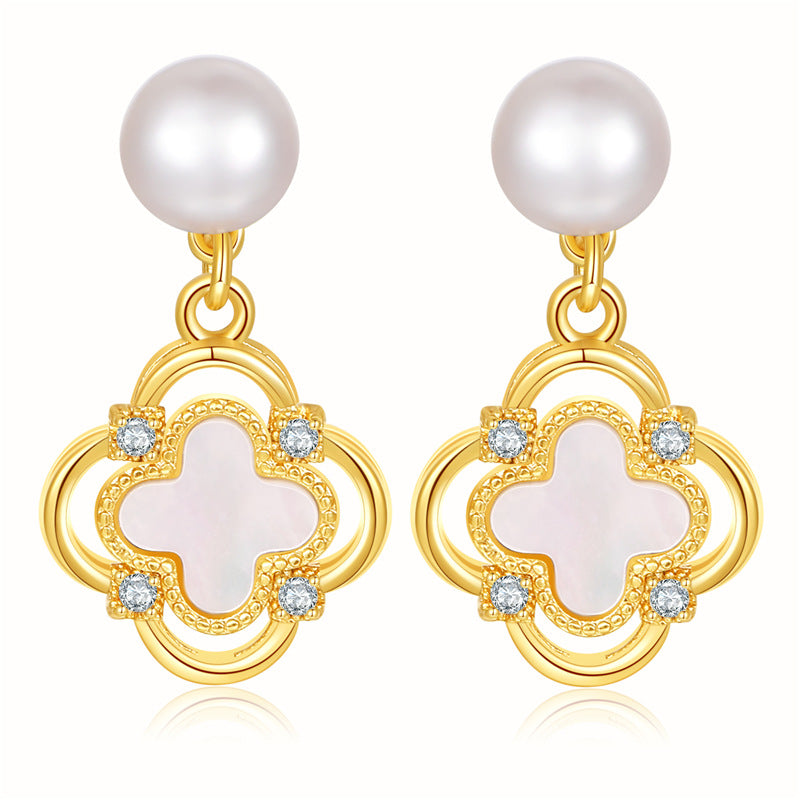 4 boucles d'oreilles papillon coeur broche fleur croix feuille boucles d'oreilles 14K GF coquille strass embelli boucle d'oreille moitié percée perle perle vierge
