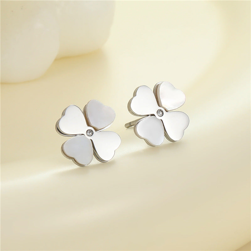 4 Émail Époxy Trèfle à quatre feuilles Orange Pastèque Floral Papillon Carré Coeur Cactus Boucles d’oreilles à tige 14K GF Strass Embelli Boucle d’oreille