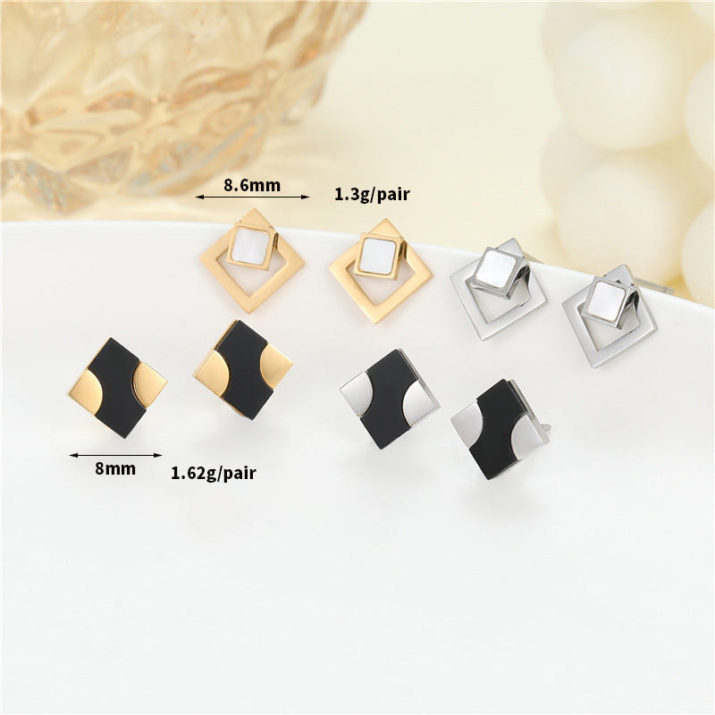 4 Émail Époxy Trèfle à quatre feuilles Orange Pastèque Floral Papillon Carré Coeur Cactus Boucles d’oreilles à tige 14K GF Strass Embelli Boucle d’oreille