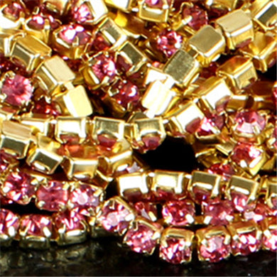 10 yd Colorful Rhinestone Cup Chain Gold Trim Metal Cup Close Chain Jewelry High Quality Wedding Veil Finding 2mm 2.5mm 2.8mm 3mm