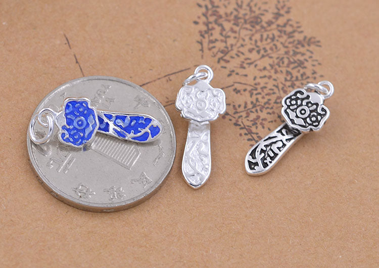 Pendentif à breloque Ruyi en argent Sterling émail époxy, recherche S925