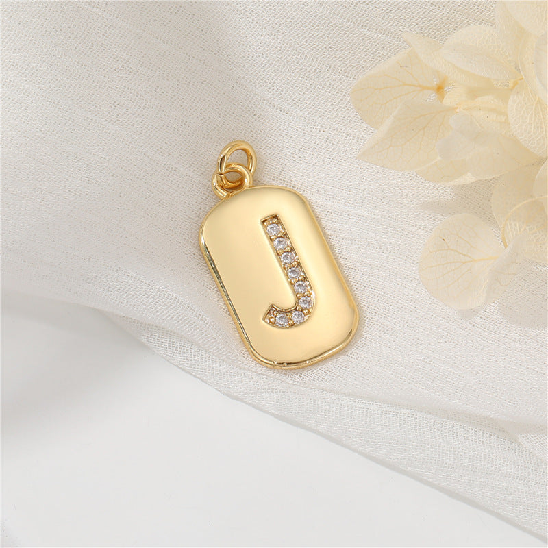 2 pendentif à breloque initiale Alphabet AZ orné de strass 14K GF