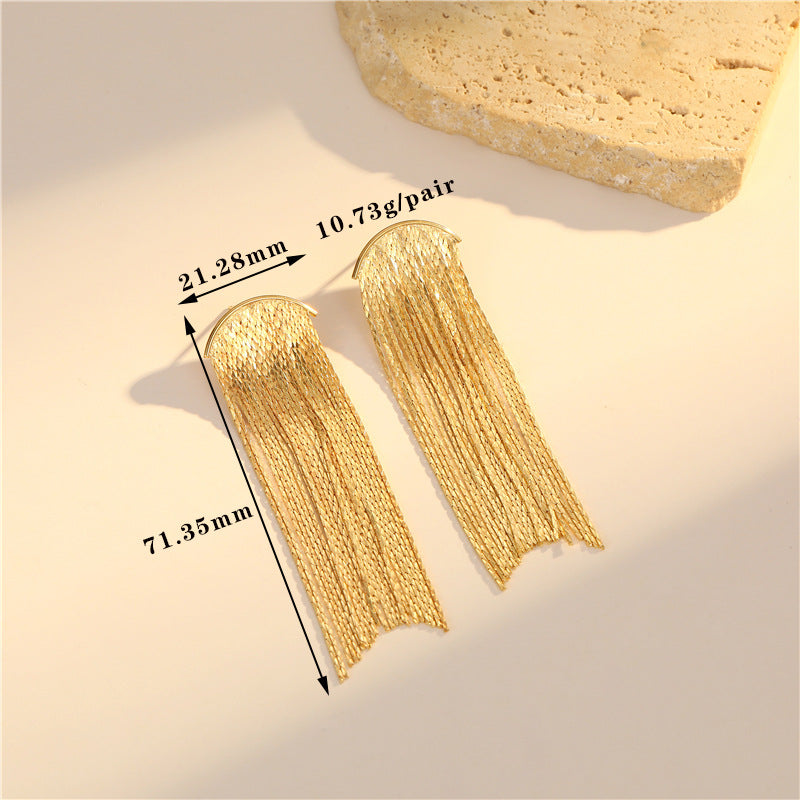 4 boucles d'oreilles à pampilles en chaîne serpent, ornées de strass, boucles d'oreilles 14K GF