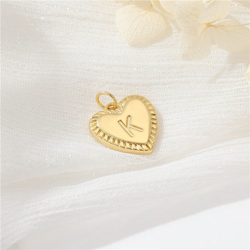 Pendentif à breloque 2 coeurs initiales Alphabet AZ 14K GF