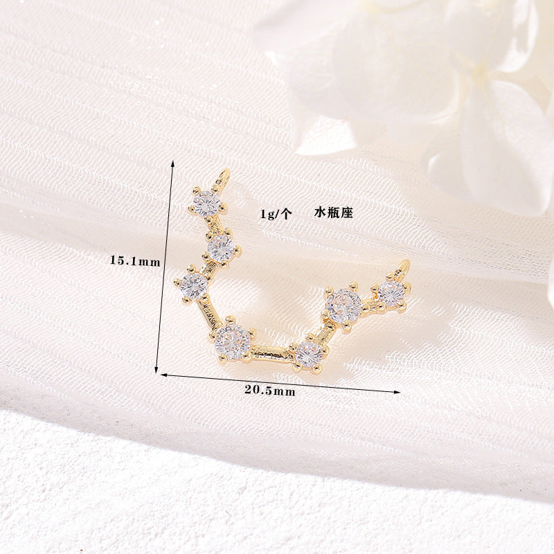 Pendentif à breloque zodiaque 2 étoiles orné de strass 14K GF