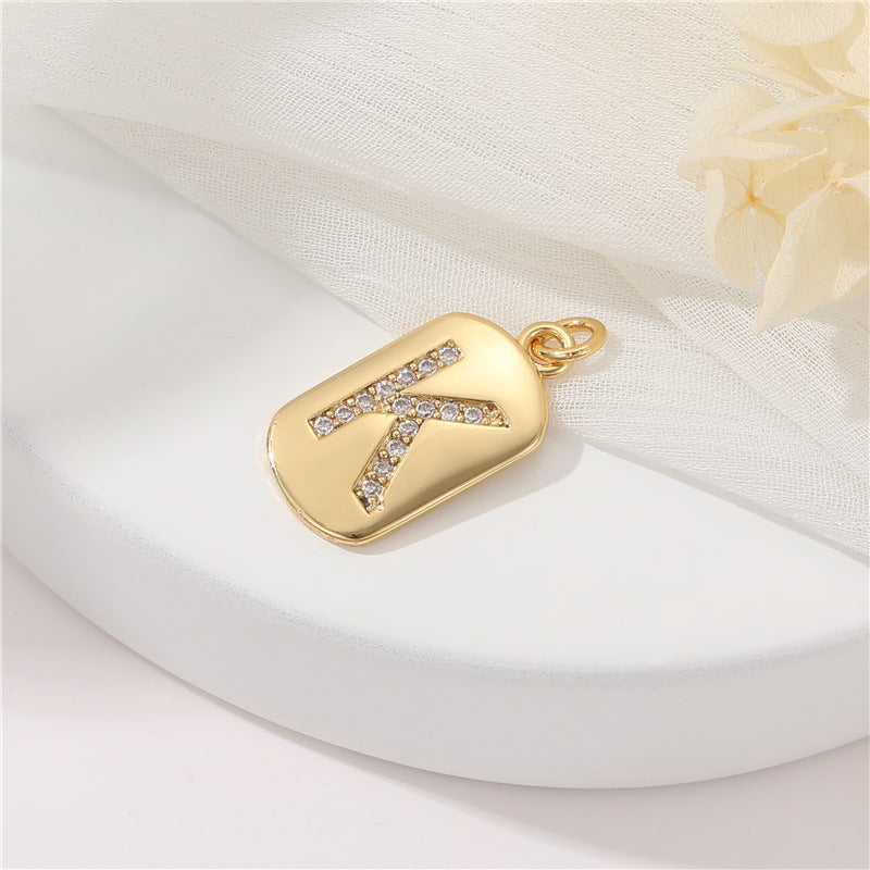 2 pendentif à breloque initiale Alphabet AZ orné de strass 14K GF