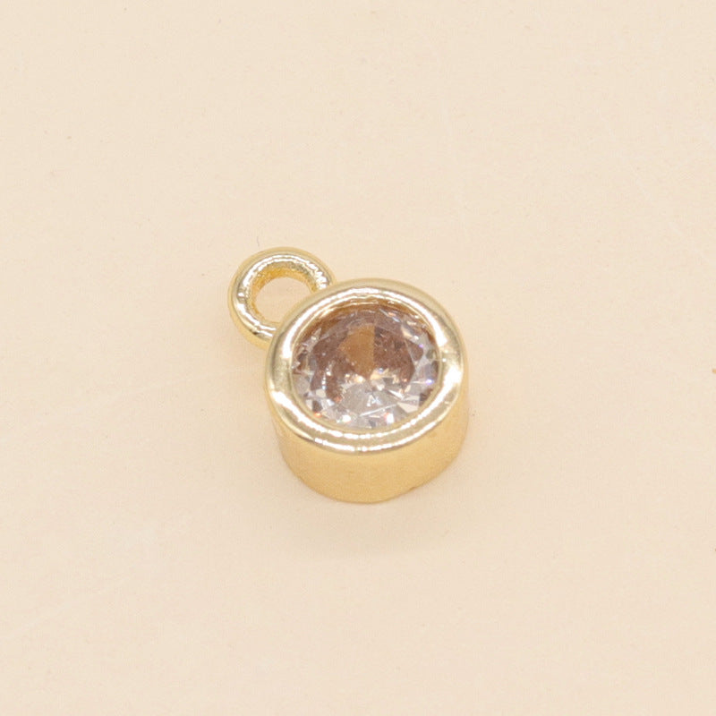 2 runde Geburtsstein-Charm-Anhänger mit Strassverzierung aus 14-karätigem GF