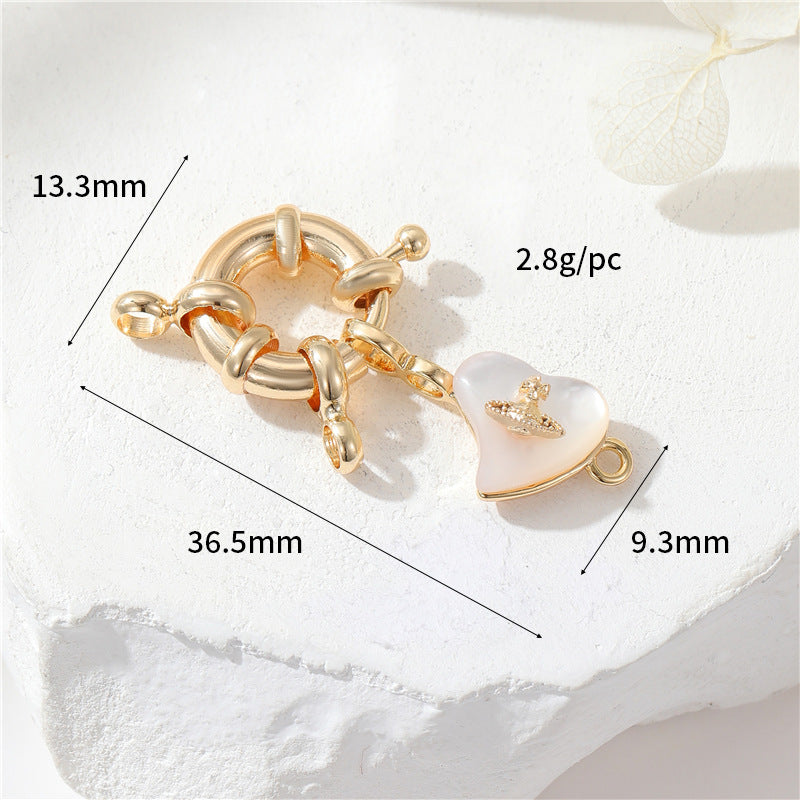 2 Saturn Crown Cable Chain Floral Wheel Lock OT Clasp 14K GF Resin Pearl Rhinestone Embellished Clasps Connector