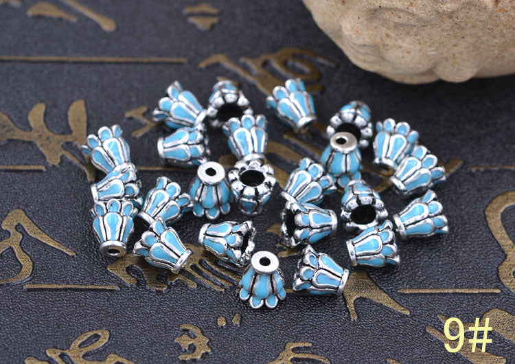 Sterling Silver Enamel Epoxy Cone Bead Spacer S925 Finding