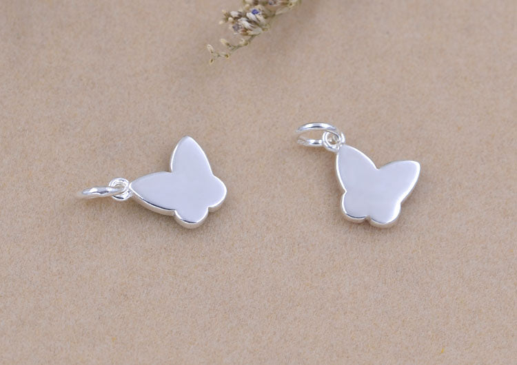 Pendentif à breloque papillon en forme de cœur en émail époxy en argent sterling S925
