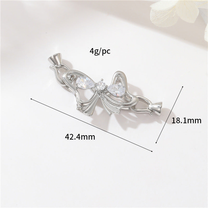 2 Schleife, Schmetterling, Blumen-Karabinerverschluss, Muschel-Strasssteinverzierung, 14-karätige GF-Federschnallenverschlüsse, Verbinder