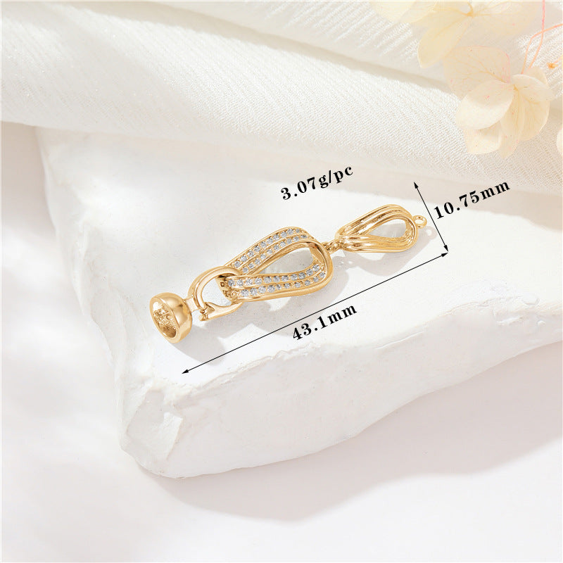 2 Round Oval Floral Heart Circle Clasp 14K GF Rhinestone Embellished Clasps Connector