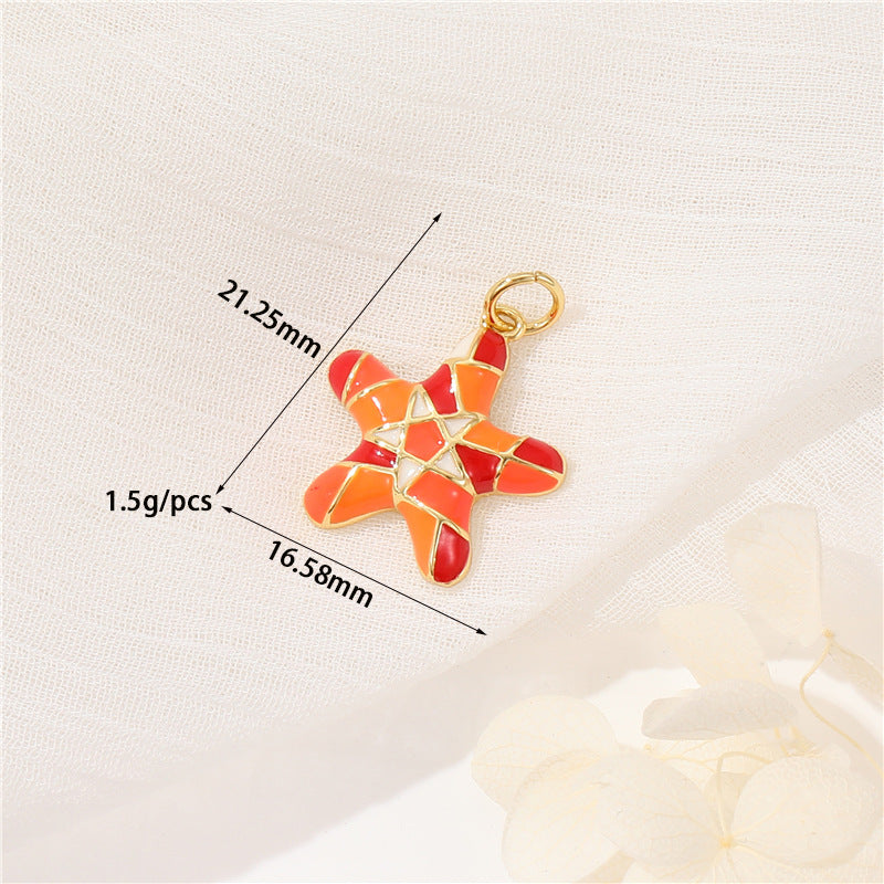 2 Whale Octopus Seahorse Shell Conch Starfish Coral Jellyfish Charm Pendant Rhinestone Embellished 14K GF