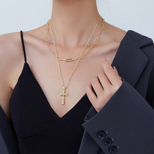 2 Blumen Herz Kreuz Tarot Karte Charm Kabelkette Halskette Strass verziert 14K GF Choker