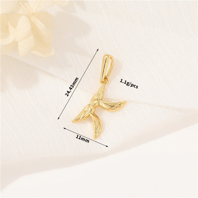 Pendentif à breloque AZ avec 2 ailes de cygne et initiales de l'alphabet 14K GF