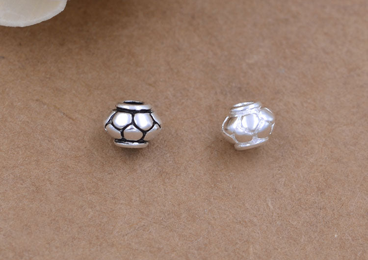 Sterling Silver Dragon Scale Flat Cylinder Rondelle Bead S925 Finding