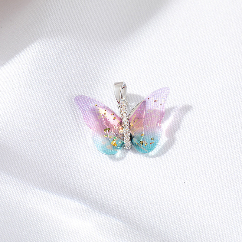 2 pendentifs à breloque papillon en forme de coquille ornés de strass 14K GF