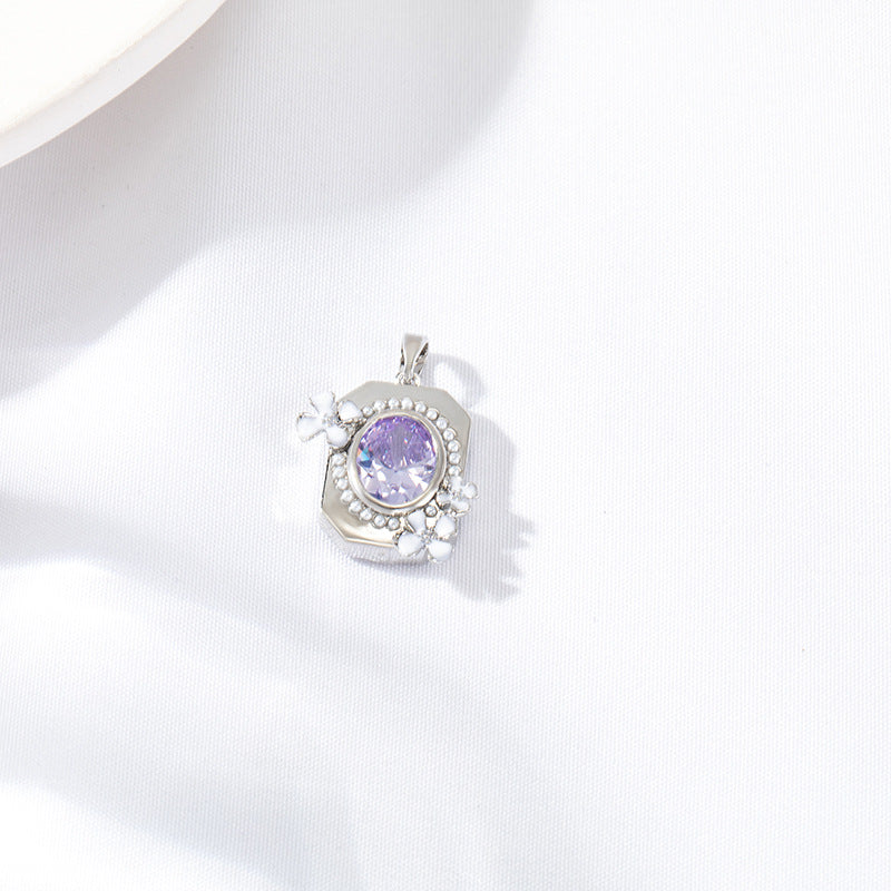 2 Oval Rectangle Charm Pendant Rhinestone Embellished 14K GF