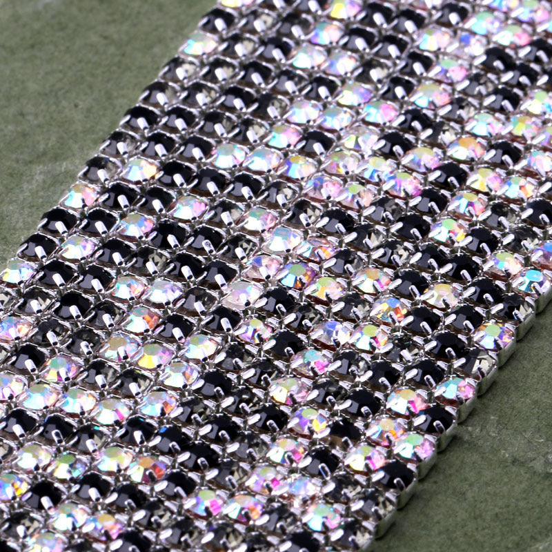 10yd MixColor Strass Cup Kette Silber Trim Metall Cup Close Chain Schmuck Hochwertige Hochzeit Schleier Finden 2mm 2,5mm 2,8mm 3mm