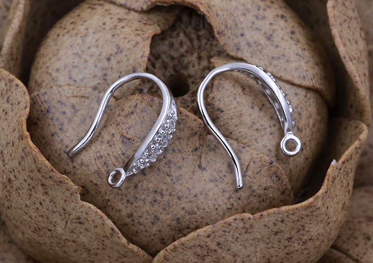 Boucles d'oreilles à crochet ornées de strass en argent Sterling, avec pince à glace, bélière S925