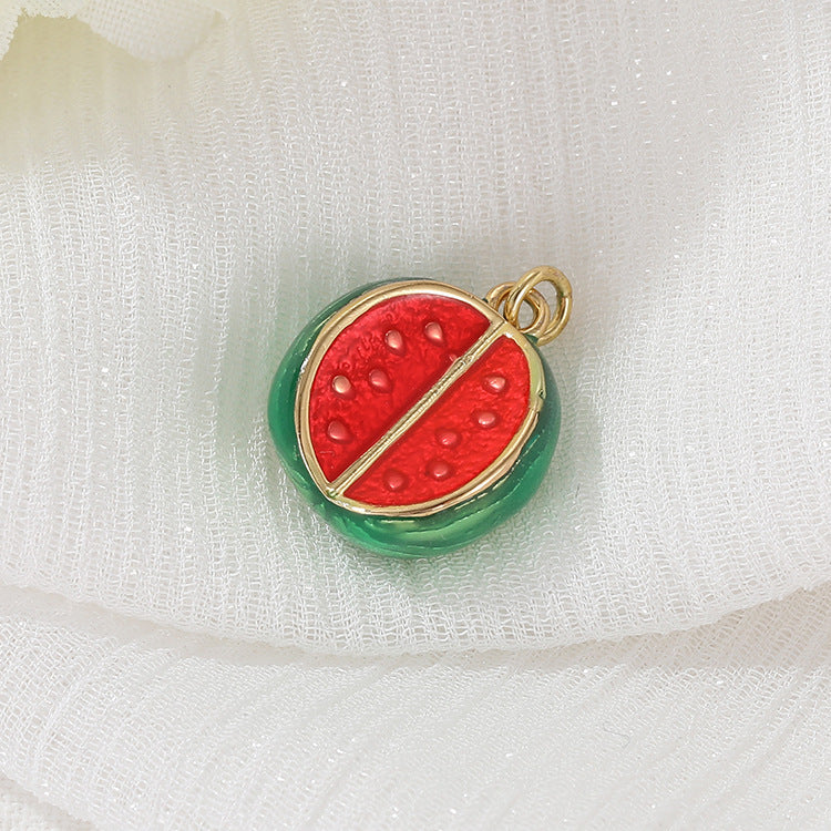 2 Grenade Durian Fraise Pomme Pitaya Orange Banane Ananas Citron Avocat Mangue Pastèque Fruit Charme Pendentif Émail Époxy 14K GF