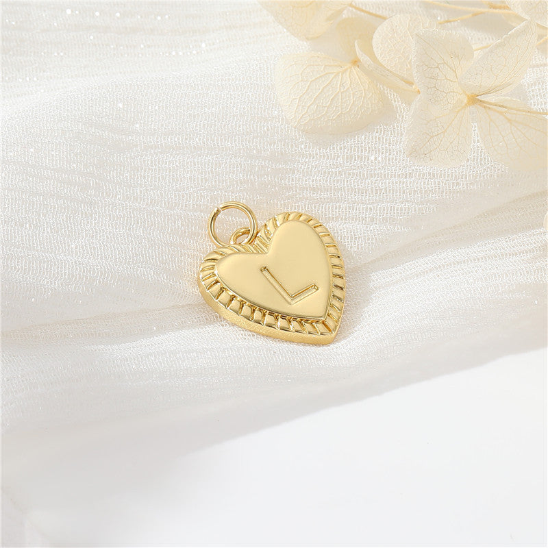 Pendentif à breloque 2 coeurs initiales Alphabet AZ 14K GF