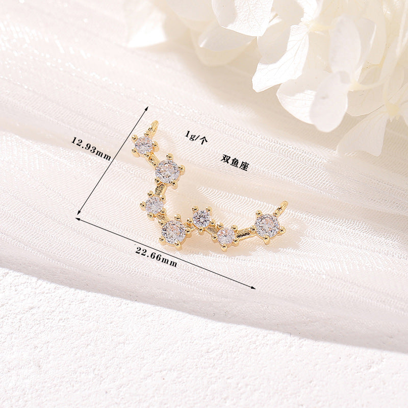 Pendentif à breloque zodiaque 2 étoiles orné de strass 14K GF