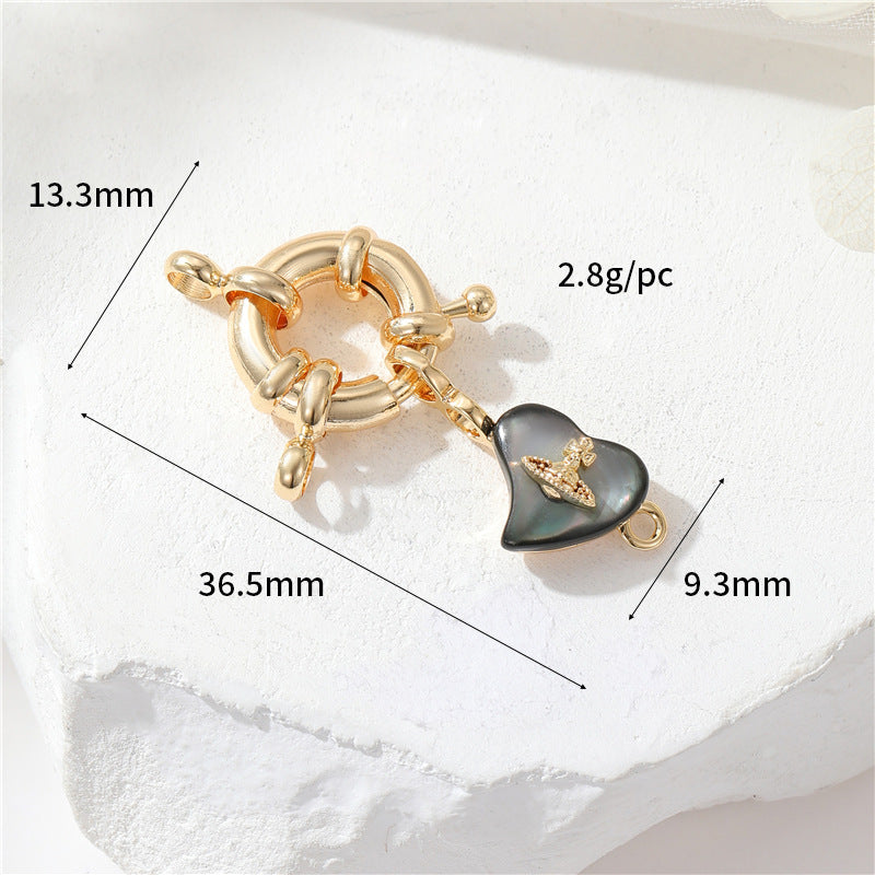 2 Saturn Crown Cable Chain Floral Wheel Lock OT Clasp 14K GF Resin Pearl Rhinestone Embellished Clasps Connector