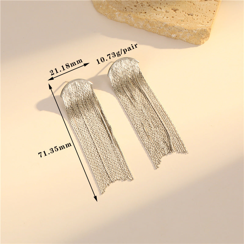 4 boucles d'oreilles à pampilles en chaîne serpent, ornées de strass, boucles d'oreilles 14K GF