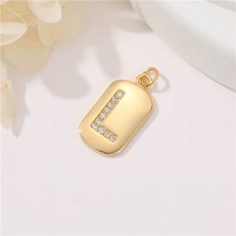 2 pendentif à breloque initiale Alphabet AZ orné de strass 14K GF