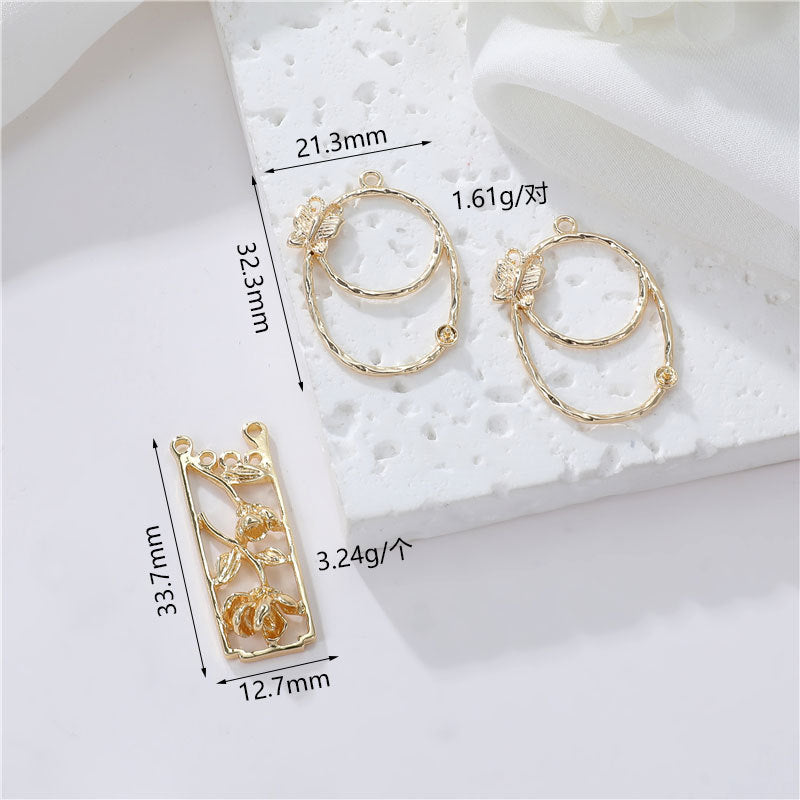 2 pendentifs à breloques florales à boucles multiples 14K GF