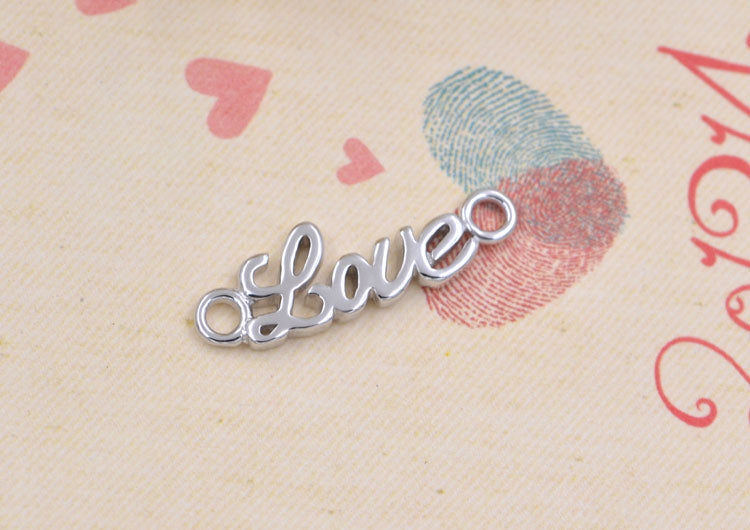 Sterling Silver Double Looped Branch Bowknot Love Rose Charm Connector S925 Finding