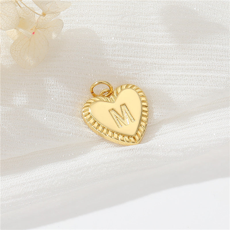 Pendentif à breloque 2 coeurs initiales Alphabet AZ 14K GF