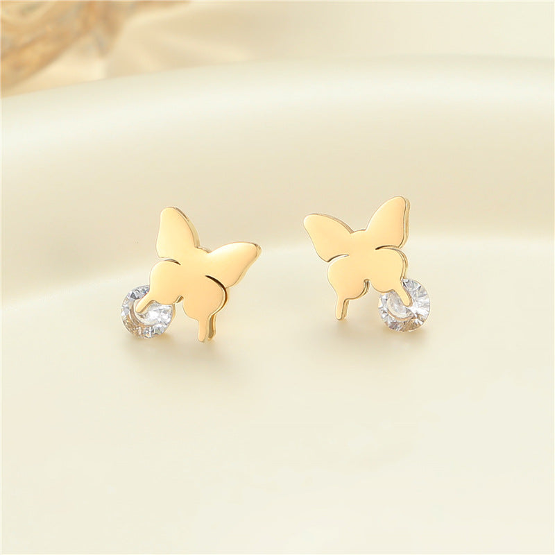 4 Émail Époxy Trèfle à quatre feuilles Orange Pastèque Floral Papillon Carré Coeur Cactus Boucles d’oreilles à tige 14K GF Strass Embelli Boucle d’oreille