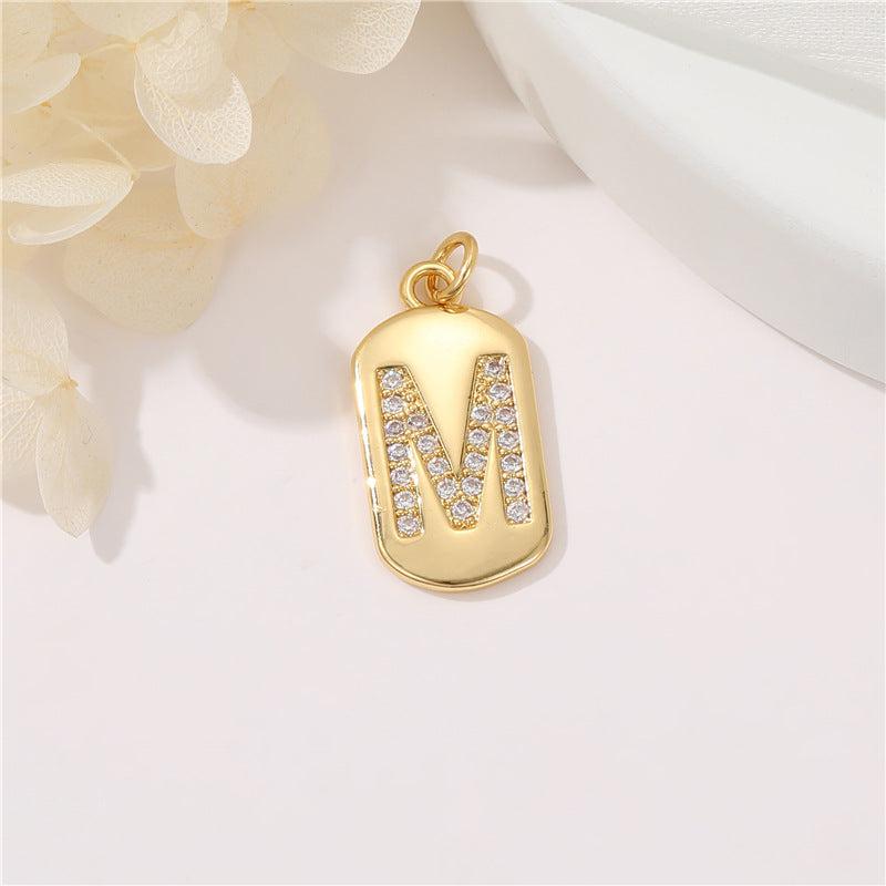 2 pendentif à breloque initiale Alphabet AZ orné de strass 14K GF
